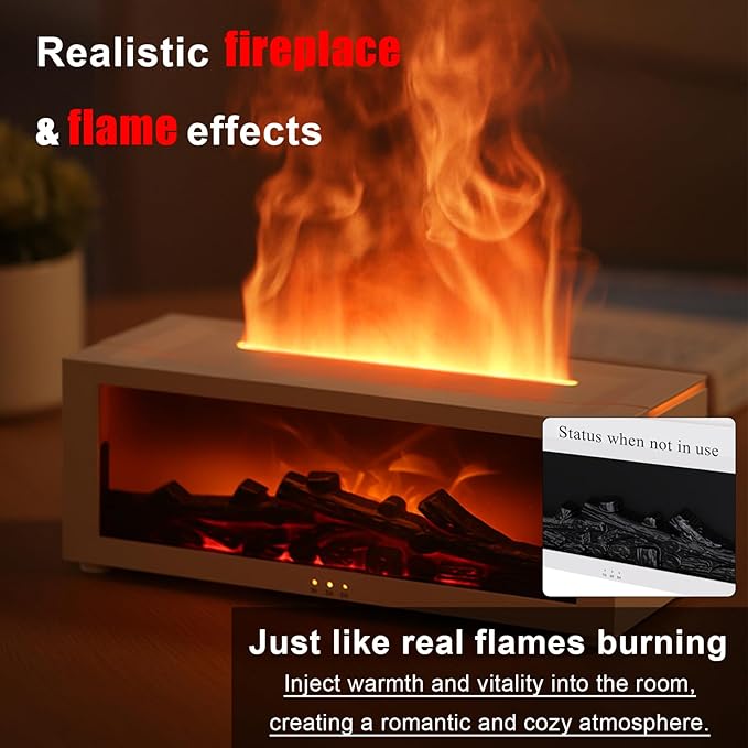 Flame Fireplace Aroma Diffuser Ultrasonic Aroma & Flame Mist